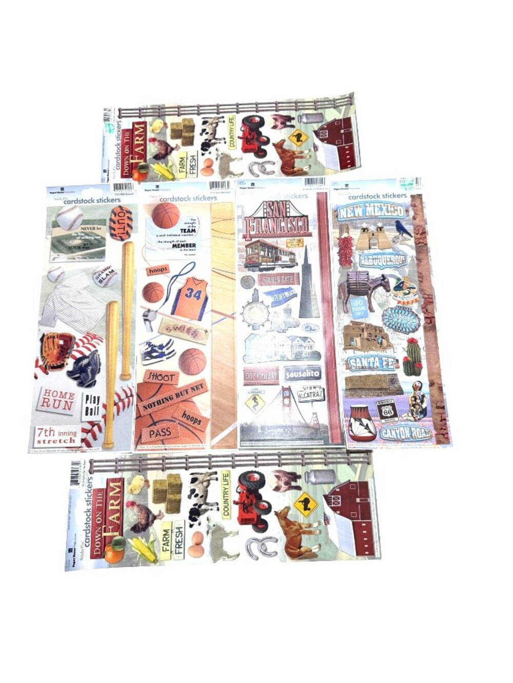 Paper House Cardstock Stickers Farm San Francisco New Mexico Baseball Basketball - Picture 1 of 4